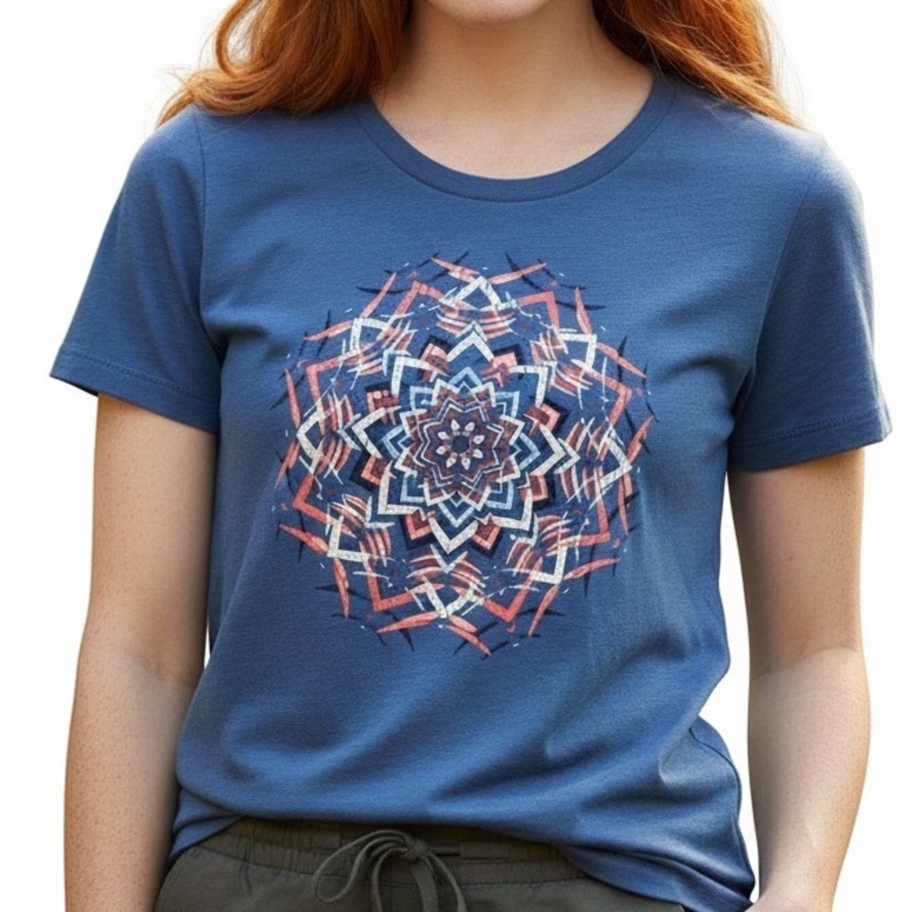Columbia Sportswear Company Women's Blue Mandala Graphic‎ T-Shirt Medium